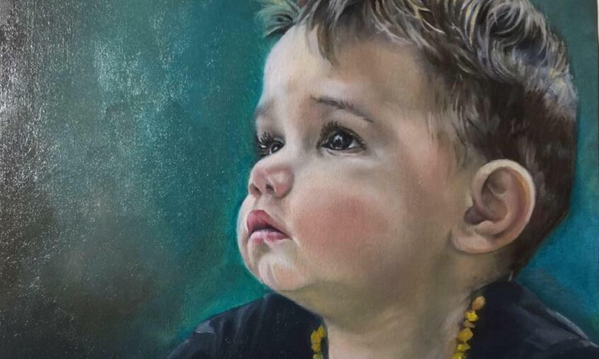 Oil painting Child portrait by Loretta Thomason