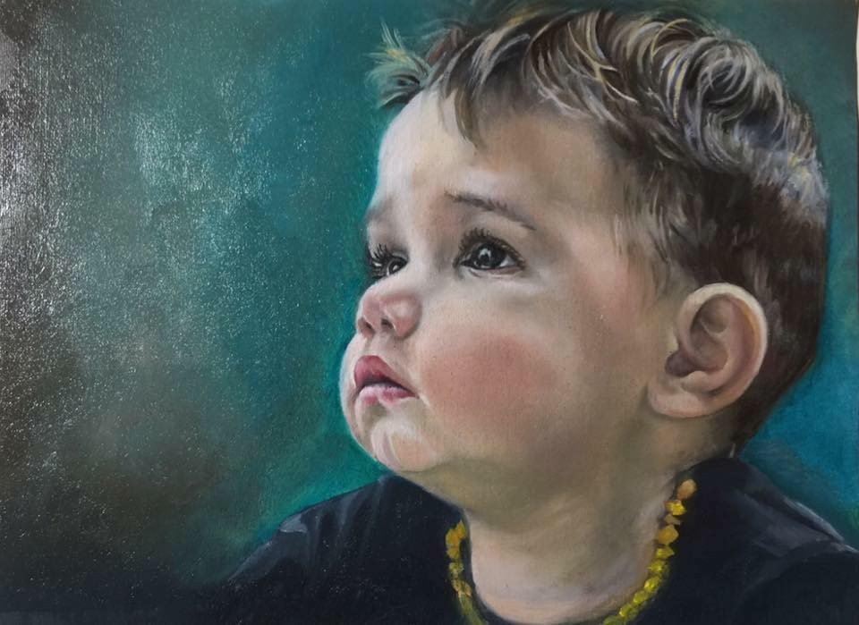 Oil painting Child portrait by Loretta Thomason
